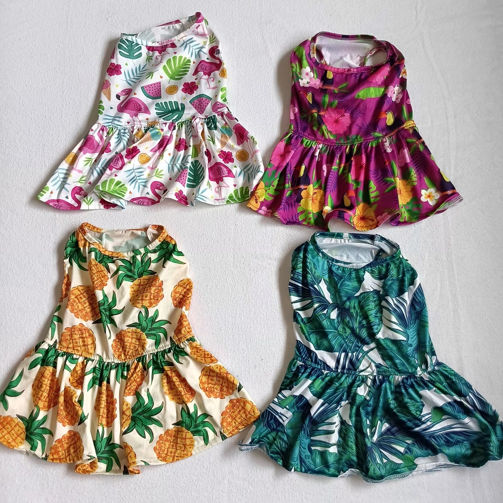 Dog Dresses Tropical/ Leaves/ Floral Print Sz M ( On Small Side.See Measurents)